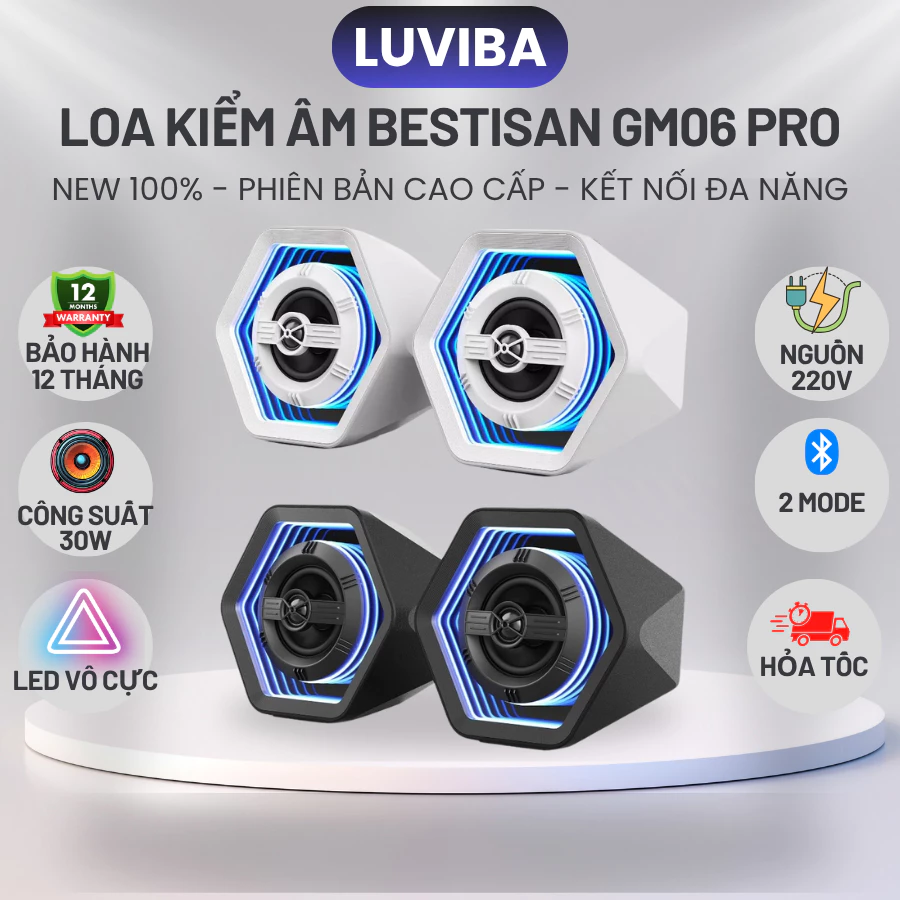 Loa kiểm âm để bàn BESTISAN GM06 PRO, loa vi tính máy tính bluetooth pc gaming công suất 30W LUVIBA