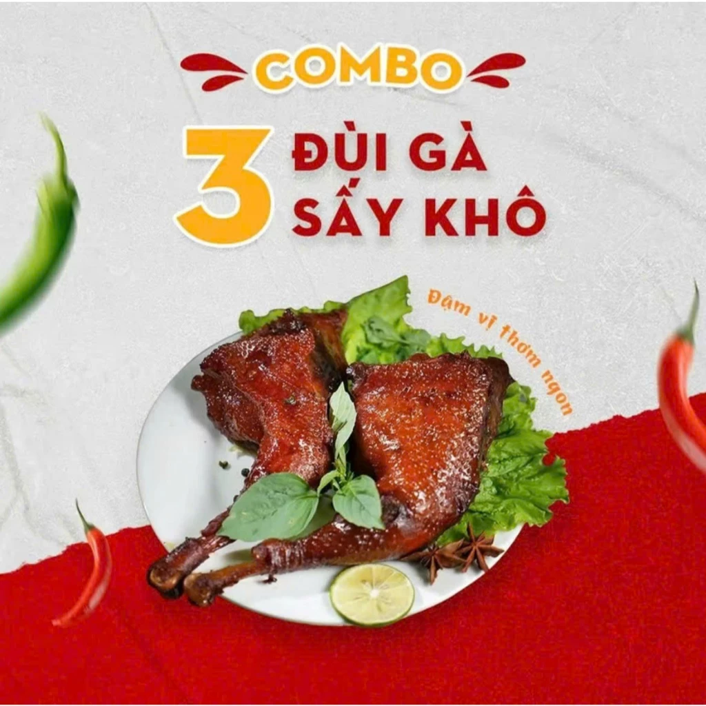 Combo 3 đùi gà tê cay - Đùi gà sấy ăn liền, nguyên chiếc lớn, Minh Châu Food Ăn Vặt