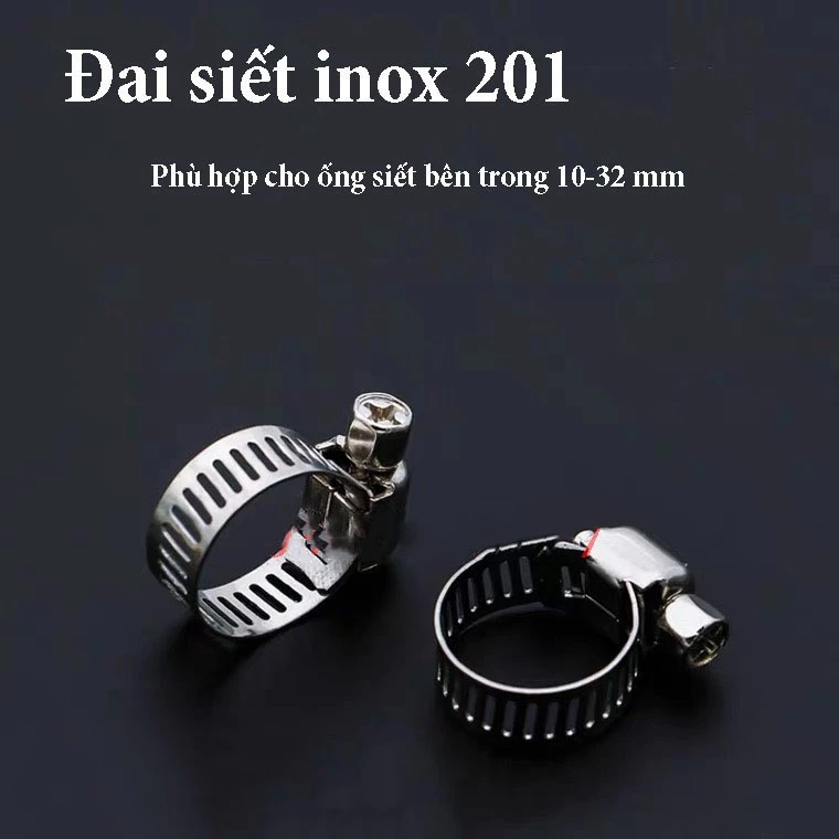 (Combo 10 chiếc) Đai siết cổ dê inox từ 8-114- Quai nhê inox siết ống nhanh chóng chắc chắn