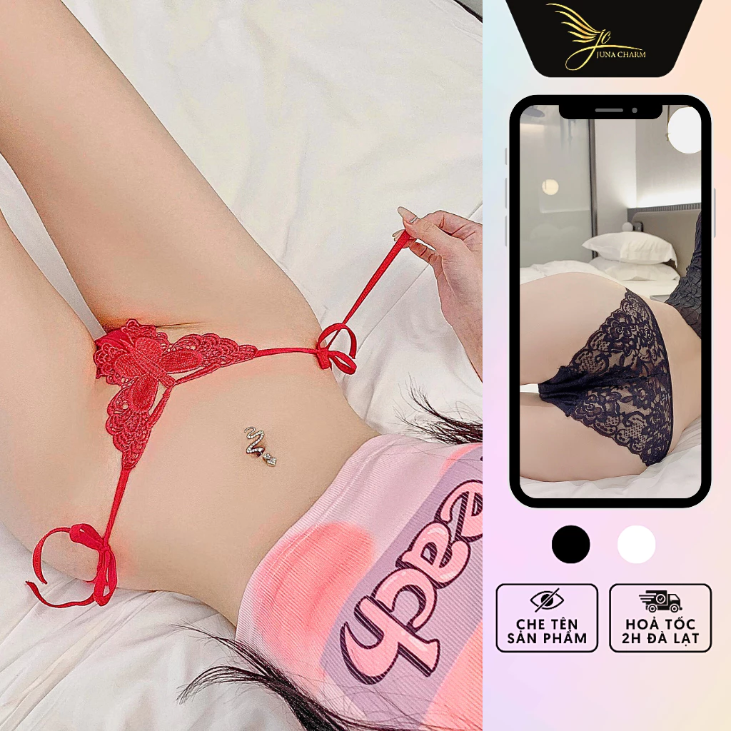 Quần Lót Cột Dây Hông, Quần Chip Sexy JUNA Freesize Thời Trang Đồ Lót Dành Cho Nữ, Chất Ren ,Màu Đen/Đỏ/Trắng/SP505A