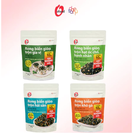 Combo 3 gói rong biển giòn trộn vị O'food gói 40g, ăn vặt, trộn cơm, chuẩn vị hàn quốc