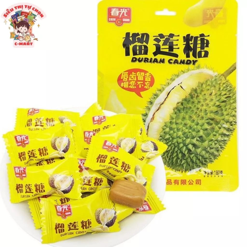 [C-MART] Kẹo Sầu Riêng Cứng Chunguang 180g Hương Vị Nồng Nàn Thơm Ngon