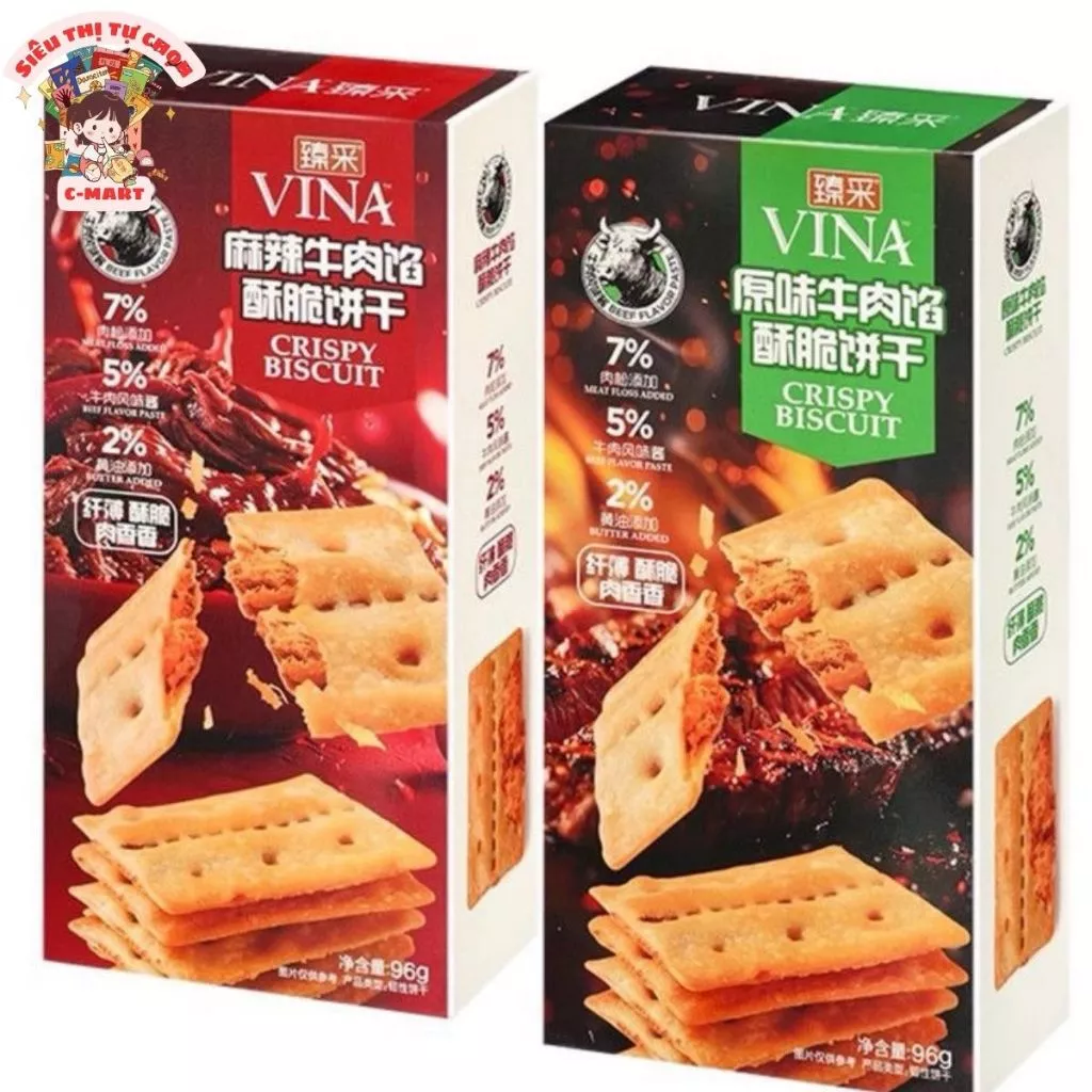 [C-MART] Bánh Quy Giòn Franzzi Nhân Thịt Bò 2 Vị Hộp 96g