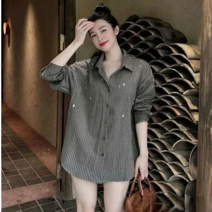 [Hot] Áo sơ mi nữ đính đá sang chảnh Áo sơ mi nữ đá kiểu dành cho nữ