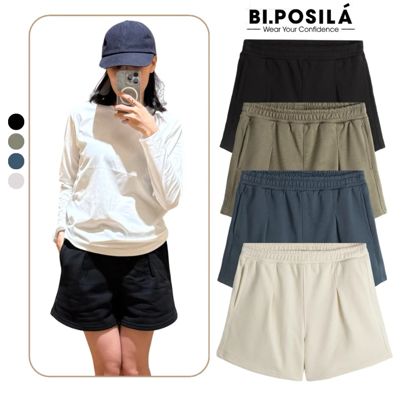 QUẦN SHORT ĐÙI NỮ VẢI XỊN THUN COTTON CHÂN CUA LƯNG THUN DÂY RÚT CO GIÃN, MỀM MỊN, DÀY DẶN MÁT MẺ