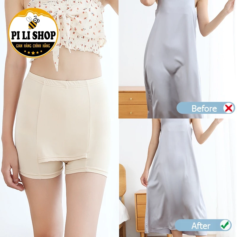 Combo 3 Quần Bảo Hộ Mặc Váy Chống Lộ Lưng Thun Co Giãn, Quần Đùi 2 Lớp Nữ Thoáng Mát Mềm Mịn