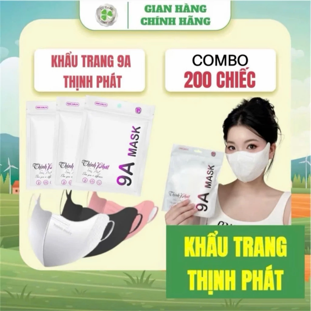 [THÙNG 200 Cái] Khẩu Trang 9A THỊNH PHÁT Chính Hãng Cho Mặt To 5 Lớp Kháng Khuẩn Chống Tia UV