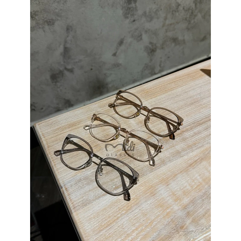 Kính mắt kim loại phối càng kim loại bọc nhựa form mắt mèo vuông - S12011 - KIM GLASSES