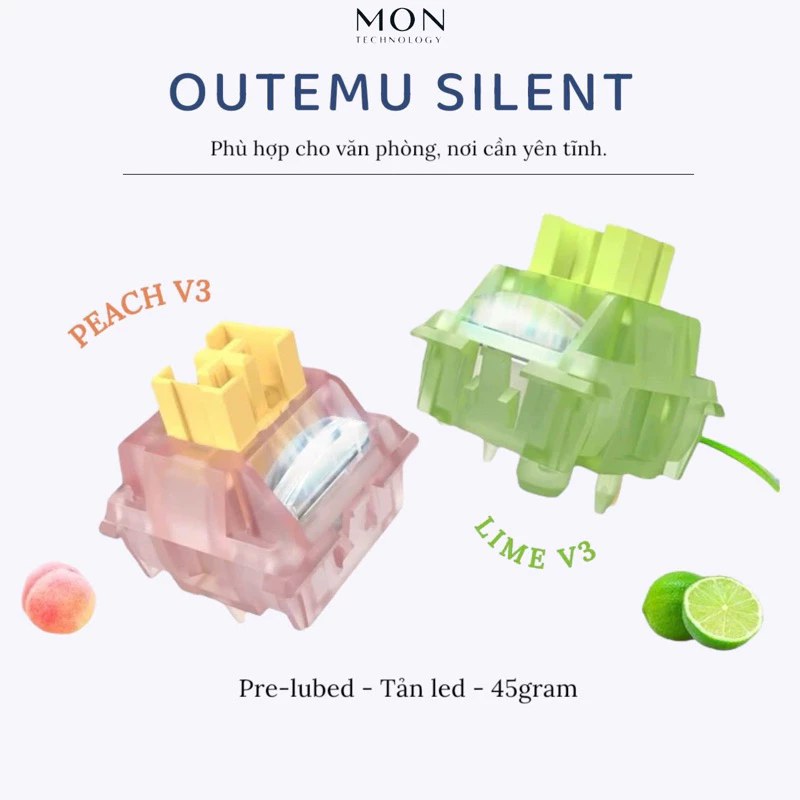 [Sẵn Hàng-Combo] Switch Outemu Peach Silent V3 / Lime Silent V3 / Plasma Silent V3