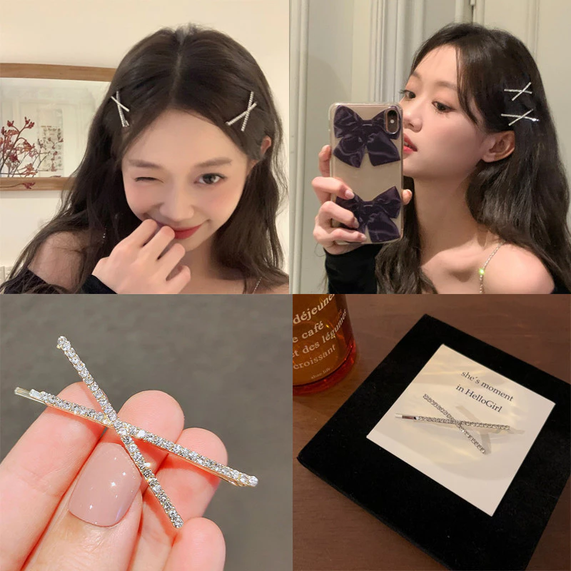 ✨ Kẹp Tóc Hình Chữ X Đính Đá Lấp Lánh – Kẹp Tóc Bling Bling Kiểu Hàn Quốc, Cá Tính Dễ Thương 💎💫 #TV36061