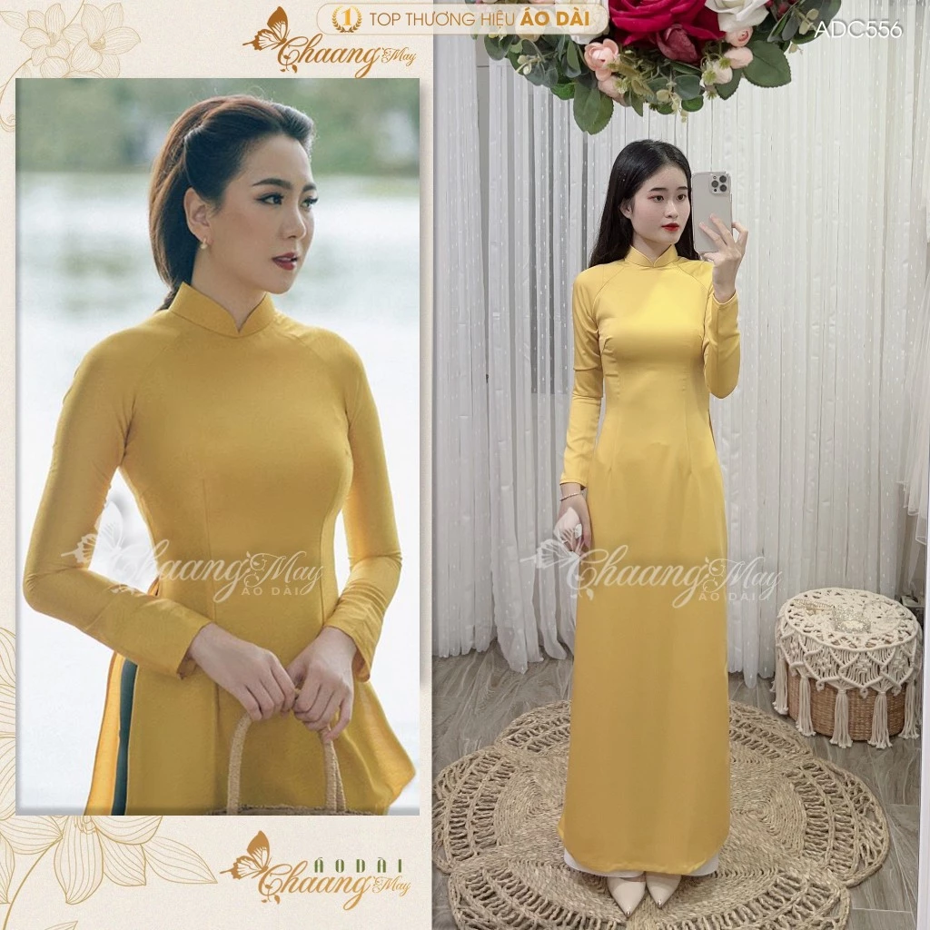 Áo dài lụa tây thi Chaang may sẵn ADC556 áo dài truyền thống 2 tà dày dặn sang trọng dự tiệc lễ tết