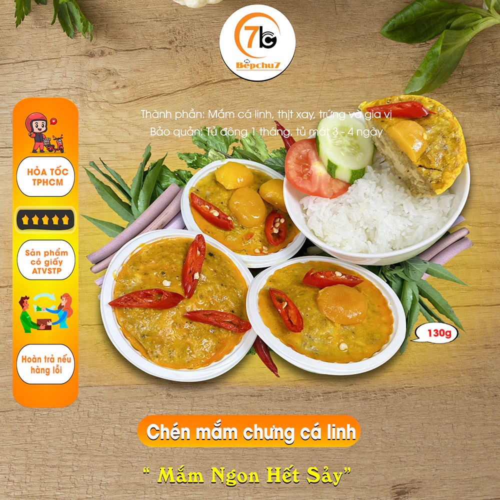 Combo 5 chén Mắm Chưng cá linh hương vị miền Tây, khối lượng 500g, món ngon, Hỏa Tốc - Bếp Chú 7