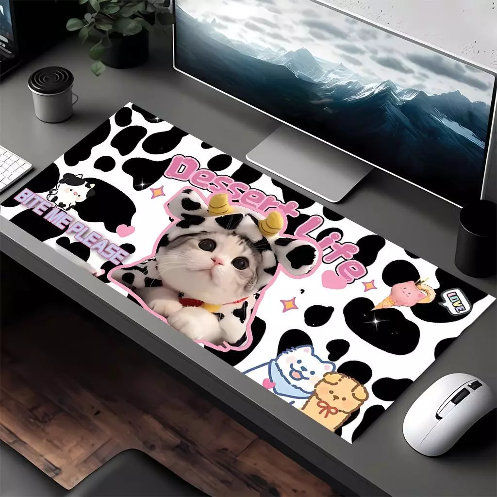 Lót chuột dễ thương, phong cách Kawaii,  họa tiết mèo, động vật dễ thương full mẫu full size, thảm trải bàn , DESKMAT, p