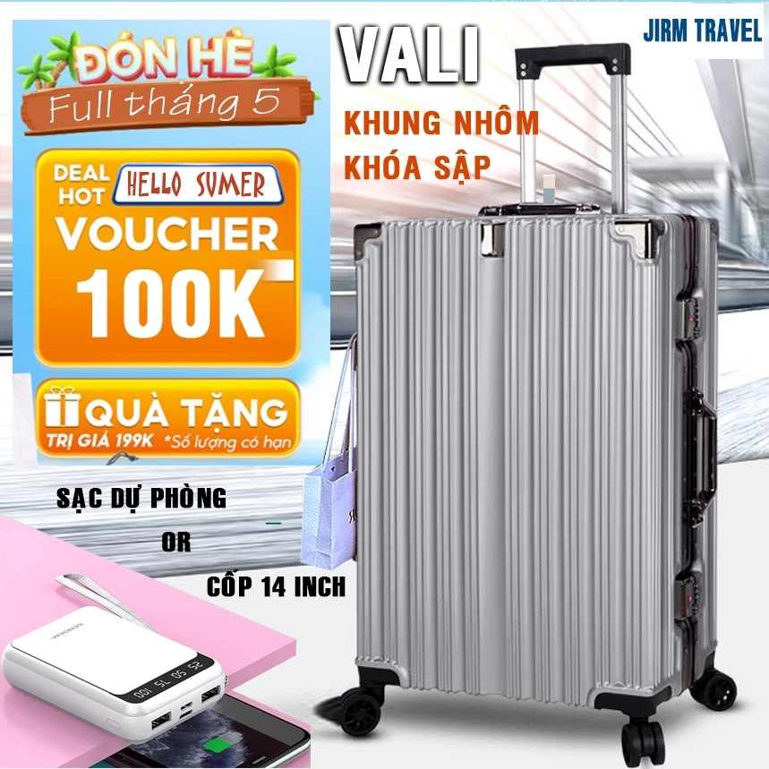 Vali du lịch cao JIRM TRAVEL -  khung nhôm khóa sập chống vỡ, chống trộm size 20/24/28inch - cho chuyến đi thêm tiện ích