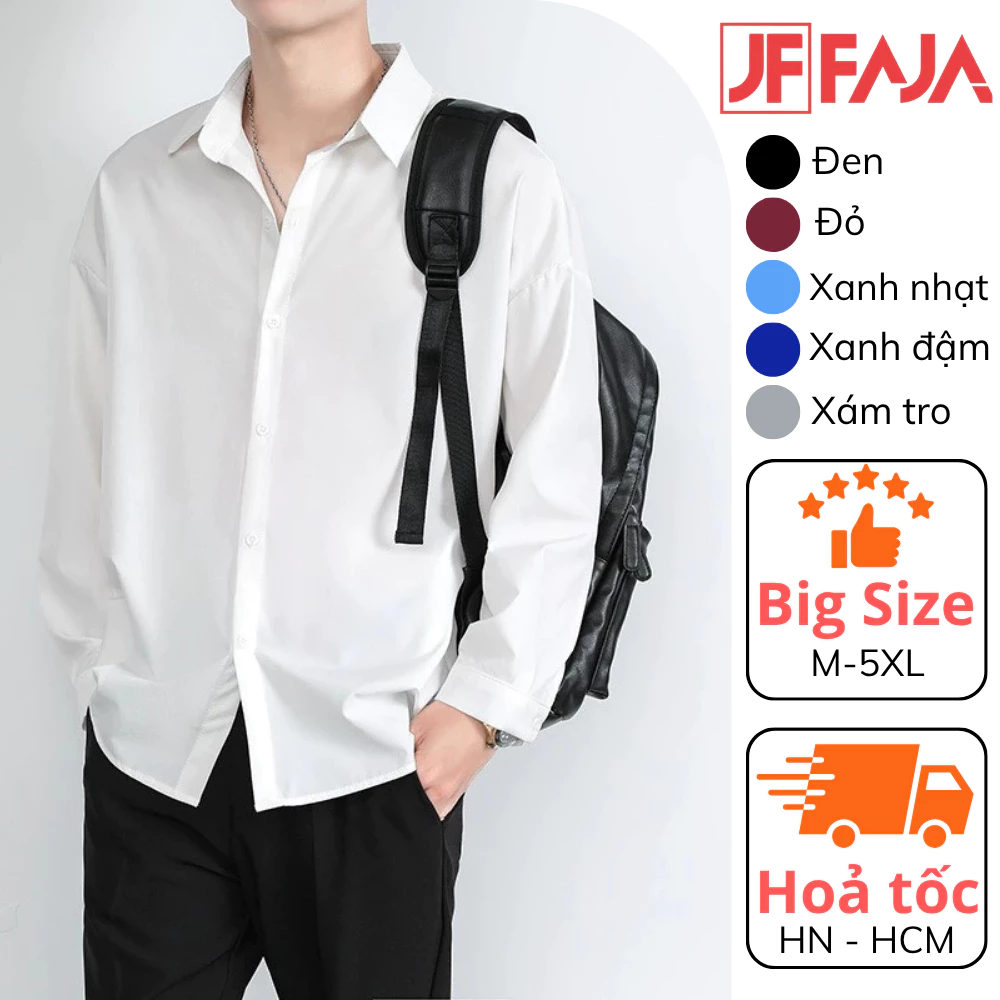 Áo sơ mi nam vải lụa cao cấp FAJA chất vải lụa mềm mịn không bai xù hạn chế nhăn thấm hút mồ hôi tốt