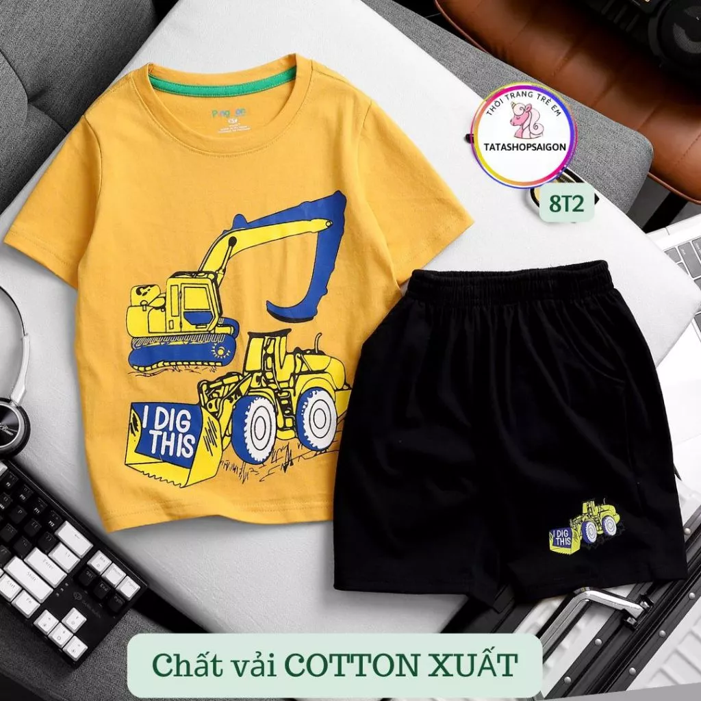 Đồ bộ cho bé trai size đại 11 đến 38kg thun cotton xuất in hoạt hình hit hot VNXK 8T