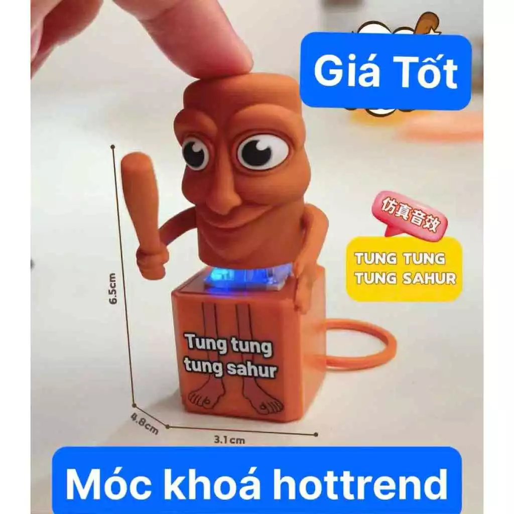 MÓC KHÓA CÓ ÂM THANH  Tralalero Tralalala có âm thanh cho trẻ em Mặt dây chuyền ba lô in 3D Tung tung Sahur