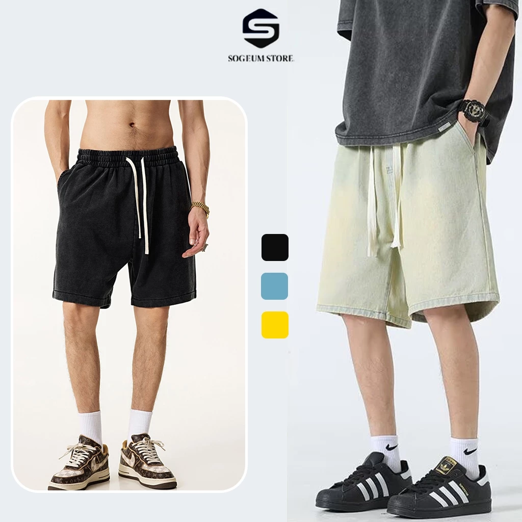 Quần Short SỌT đùi Jean Nam Túi hộp co dãn 4 chiều, Quần Sooc bò trơn và rách thời trang Sogeum Store