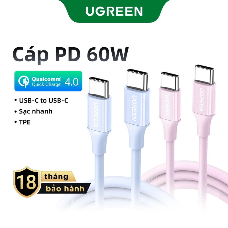 Cáp dữ liệu sạc nhanh USB C sang Type-C 60W của UGREEN