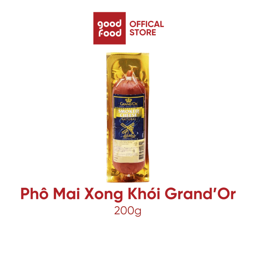 Phô mai xong khói tự nhiên nhập khẩu Châu Âu, béo dẻo, mặn nhẹ, Smoked Cheese Grand'Or 200g