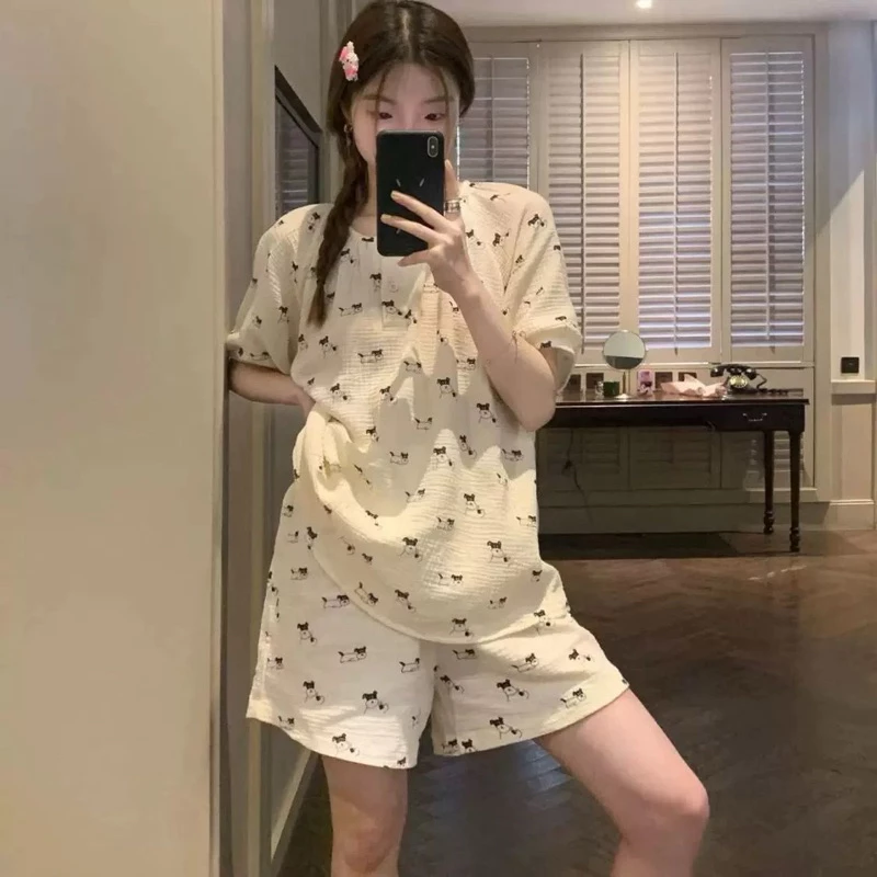 [SẴN] 287_Bộ ngủ, pijama nữ ngắn tay chất cotton xô| Hàng QCCC | 9scat