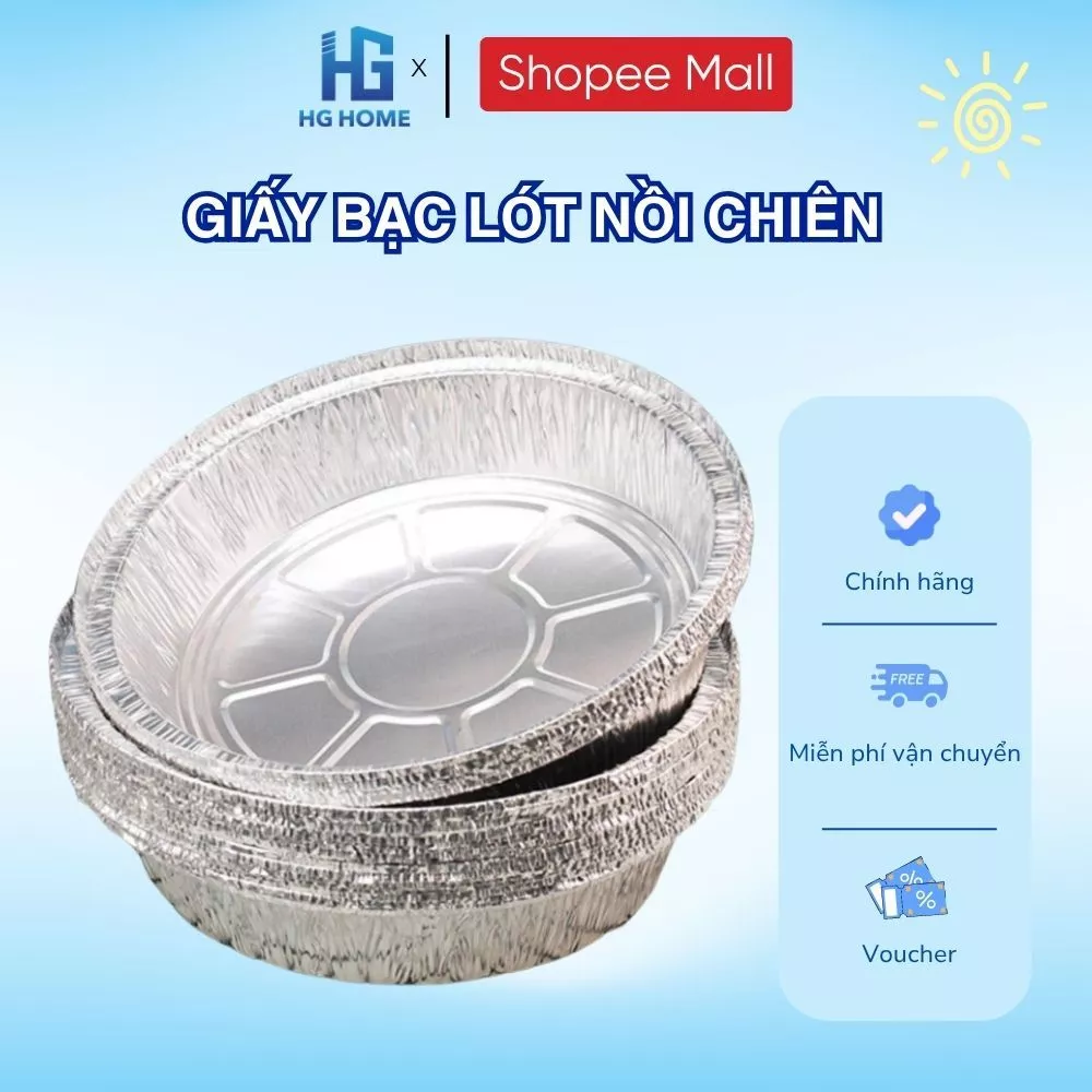 10 Khay Giấy Bạc HGHOME Lót Nồi Chiên Không Dầu Tái Sử Dụng Dùng Để Nướng Chiên Đồ Nhà Bếp