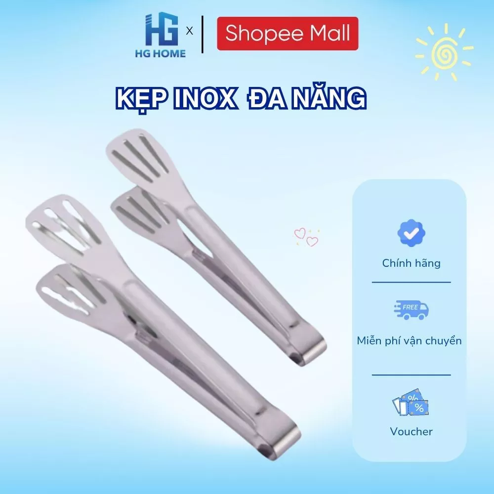 Kẹp Inox Đa Năng, Gắp Đồ Nướng, Gắp Thức Ăn, Đồ Nóng Tiện Lợi HGHOME