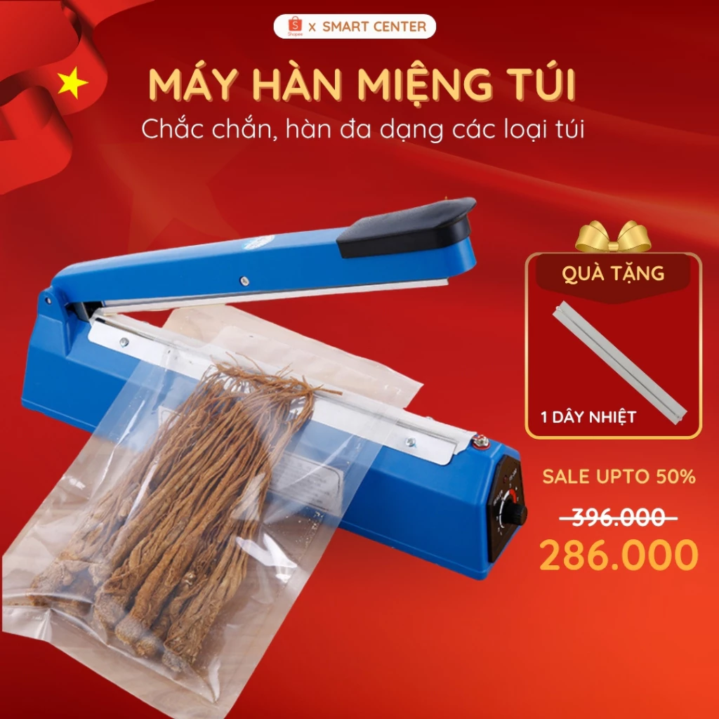 Máy Hàn Miệng Túi Dập Tay PFS 200 300 400, Hàn Nhiệt Nhanh, Dùng Được Nhiều Loại Túi, Bảo Quản Thực Phẩm
