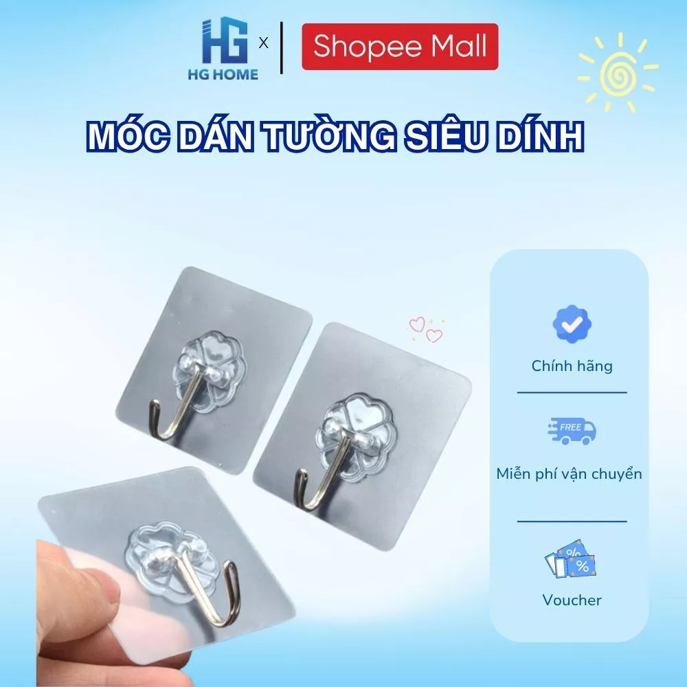 Combo 10 Móc dán tường HGHOME siêu dính siêu cứng cáp hàng cao cấp