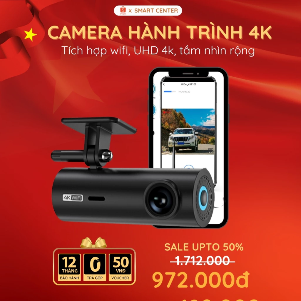 Camera Hành Trình KAW 4K WiFi Không Màn Hình Chất Lượng 2160P HD Góc Rộng Siêu Nét Hỗ Trợ Quay Đêm