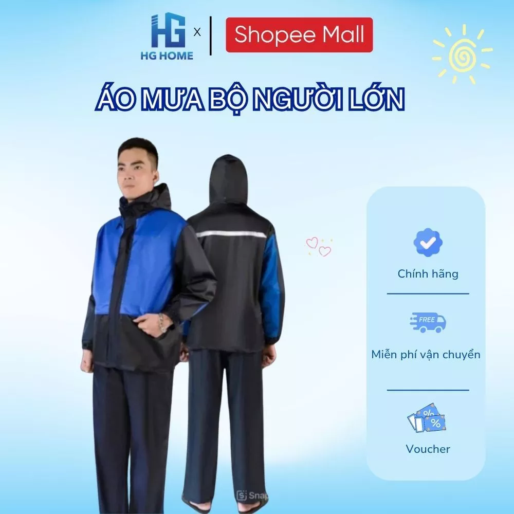 Áo Mưa Bộ Người Lớn Thời Trang Làm Bằng Chất Liệu Vải Dù Chống Thấm Nước HGHOME