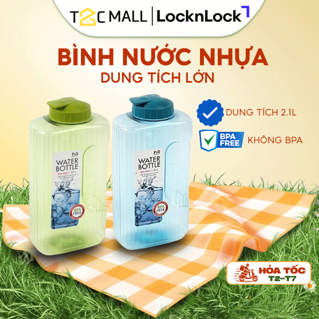 Bình Nước Nhựa LocknLock 2.1L Bình Đựng Nước BPA Free An Toàn Thể Thao Màu Xanh P-00052GRN T2CMall