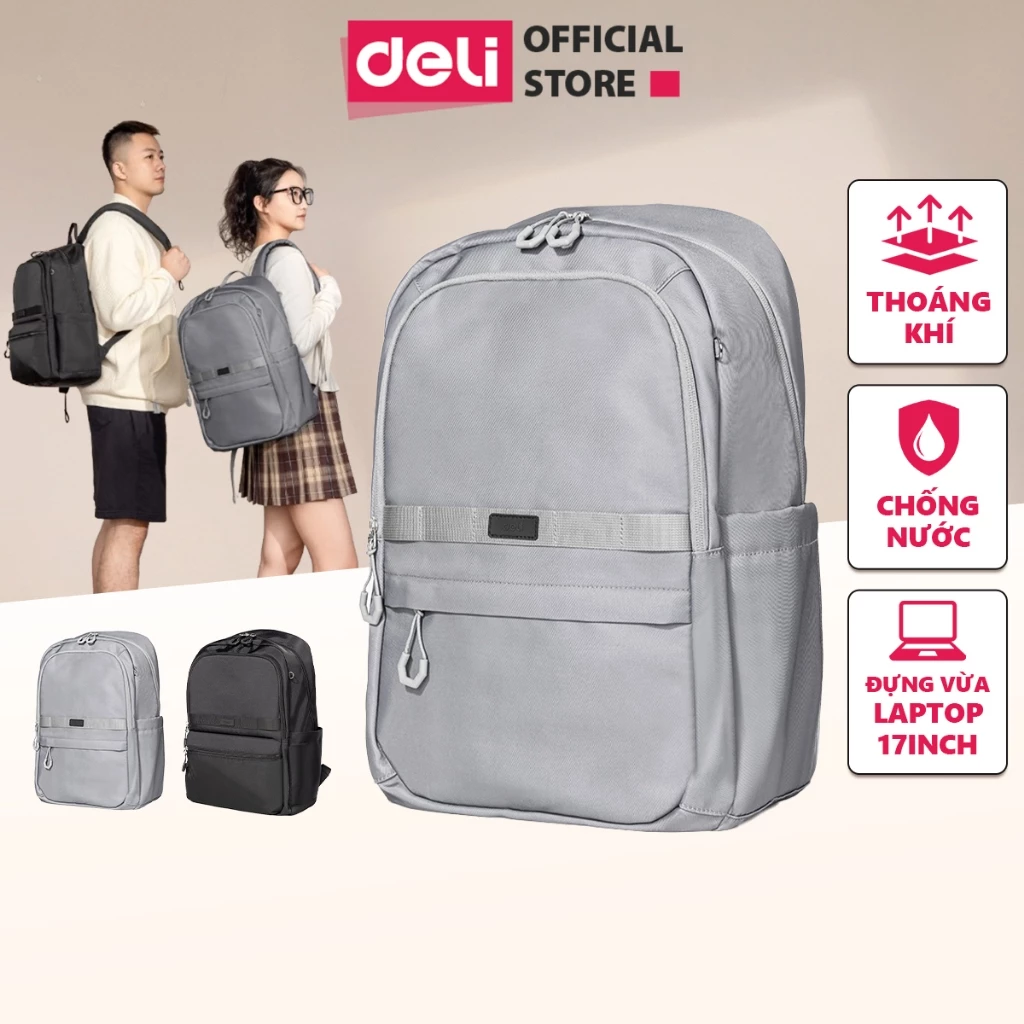 [Deli VPP] Balo Học Sinh Deli Laptop 17inch Cap Cấp Chống Nước Thoáng Khí Thời Trang Đi Học Đi Chơi