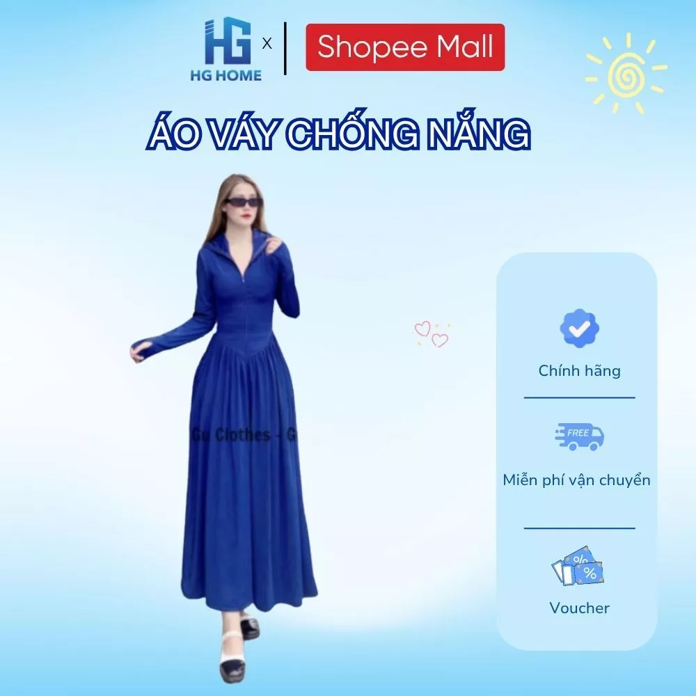(Deal Chào Hè) Áo váy chống nắng dáng xoè chất thun lạnh dáng ôm mát HGHOME