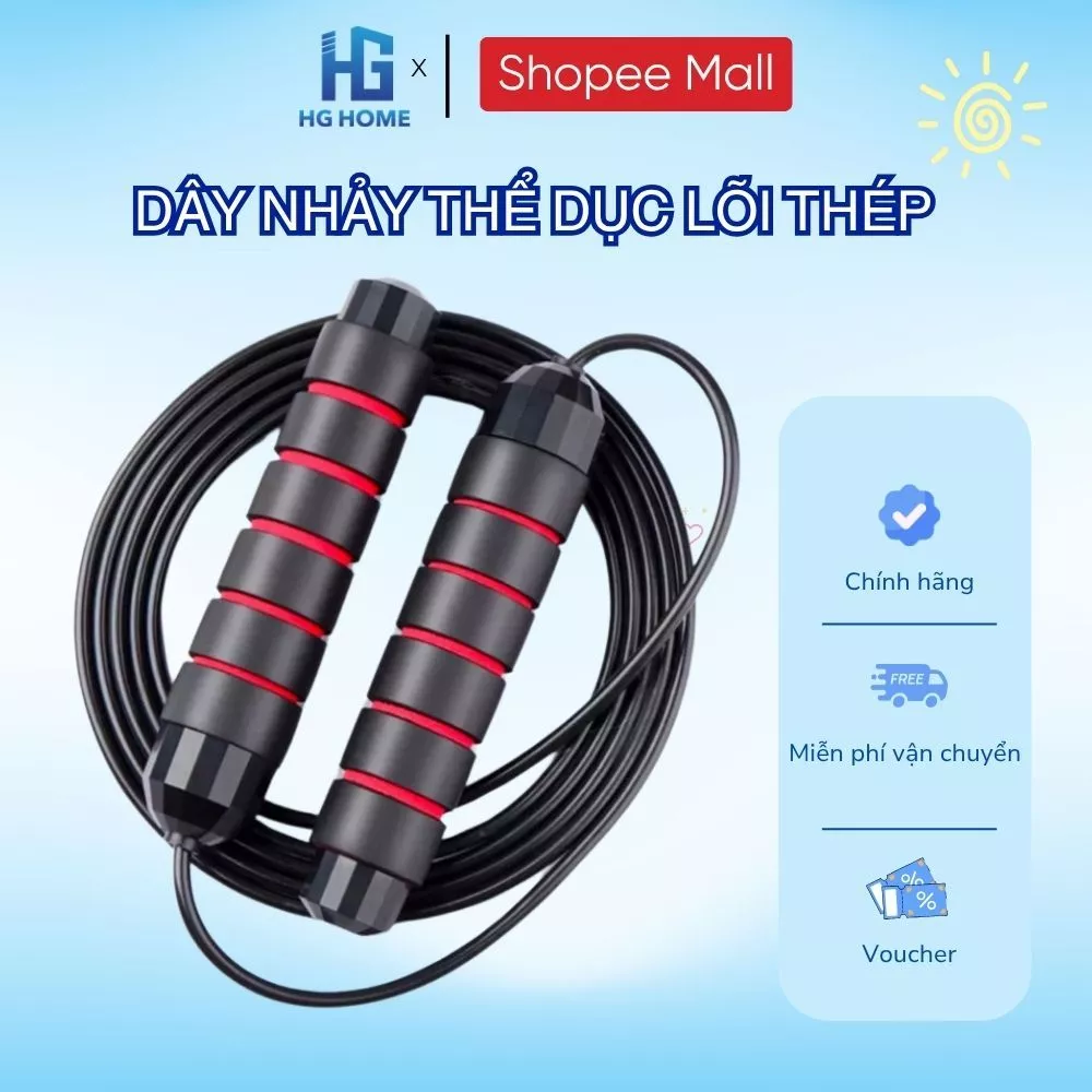 Dây Nhảy Thể Dục Giảm Cân JYoohome Dây Nhảy Lõi Thép Kèm Tạ 2.9m Tập Thể Dục Gym Tại Nhà