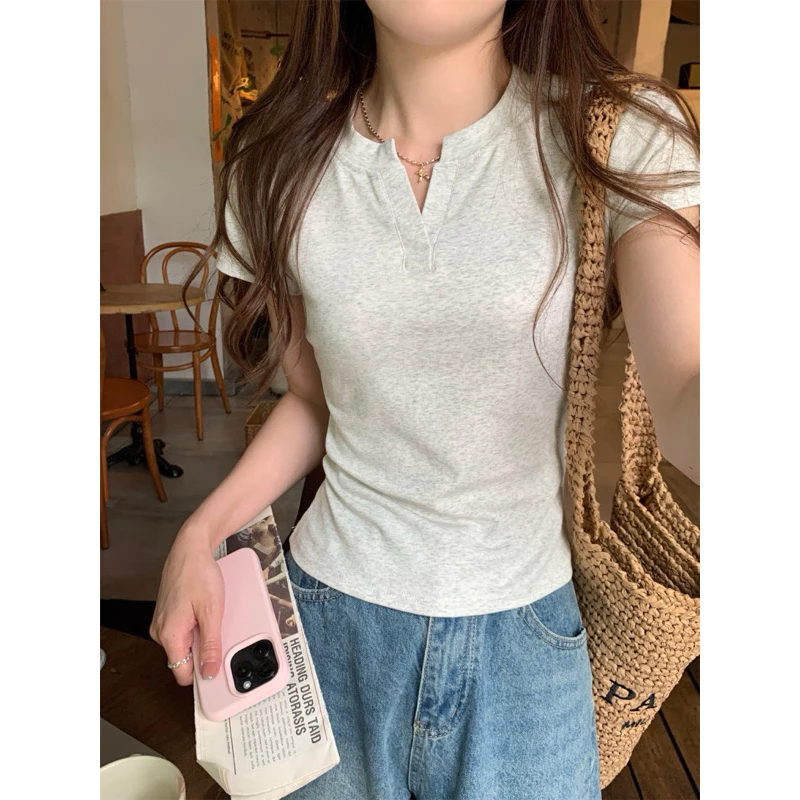Áo Babytee Cổ Trụ Tàu Tay Ngắn Nữ Ôm body Tôn Dáng