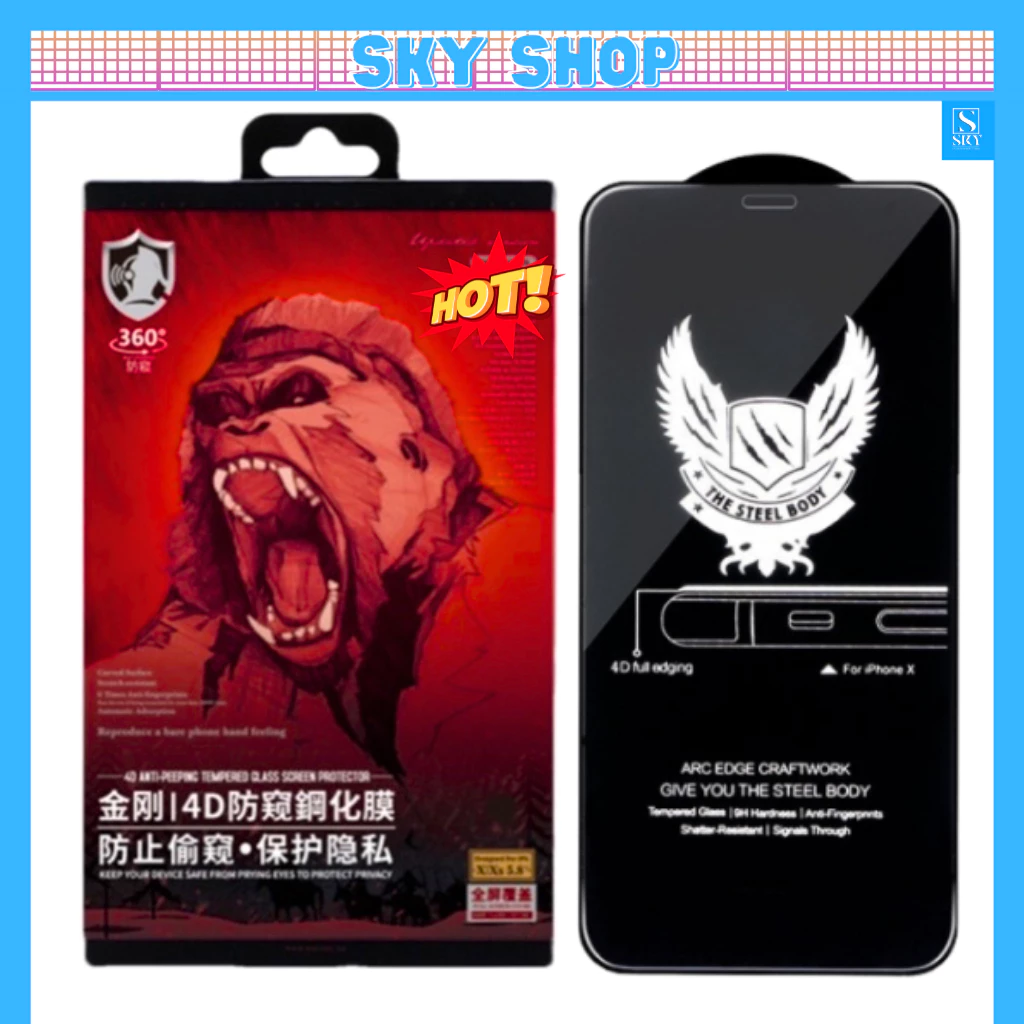 Cường lực 4D chống nhìn trộm cho iphone 14 pro max 13 pro max 12 pro max 11 pro max xs max x xr 7 8 plus 15 16 17 ProMax
