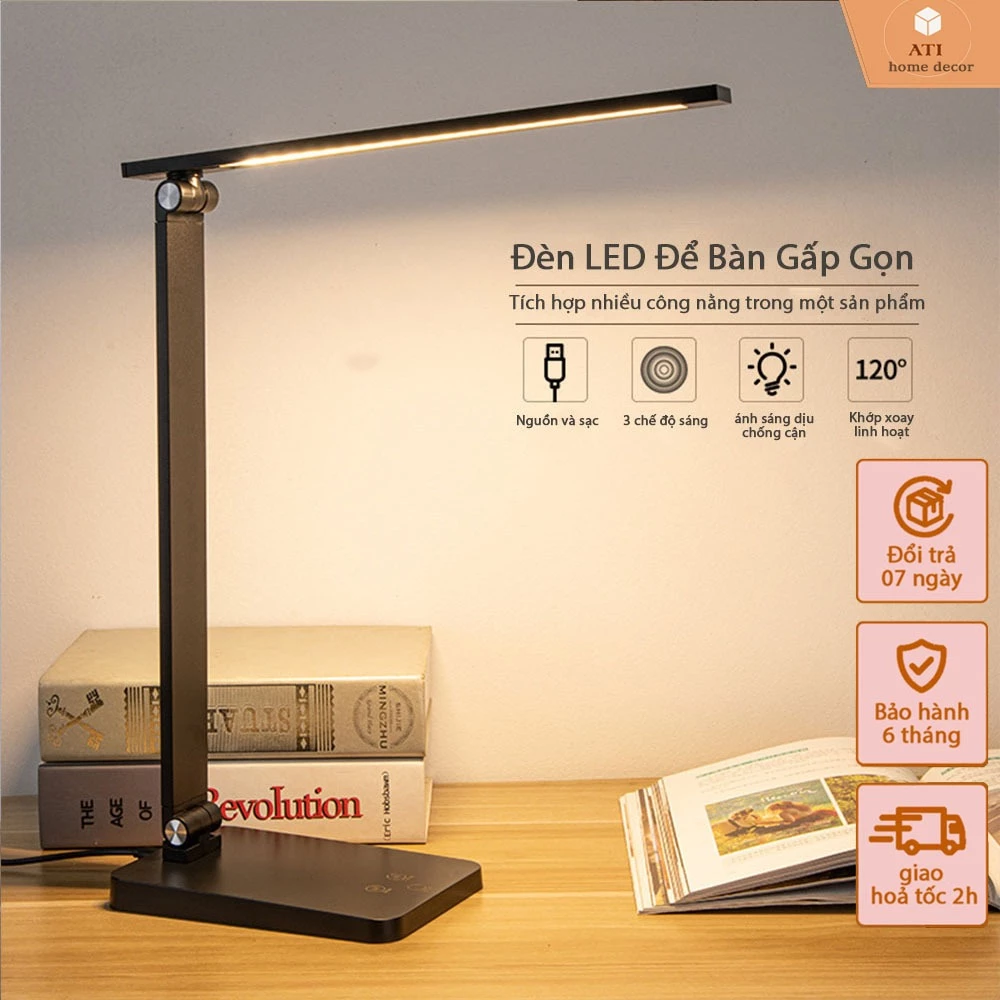 Đèn Học Để Bàn Chống Cận Gấp Gọn Đèn Làm Việc Cao Cấp DB4