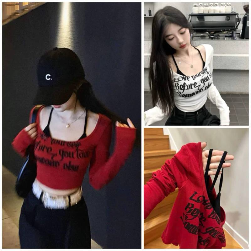 Áo croptop tay dài kèm yếm, dáng ôm body gợi cảm GENZ