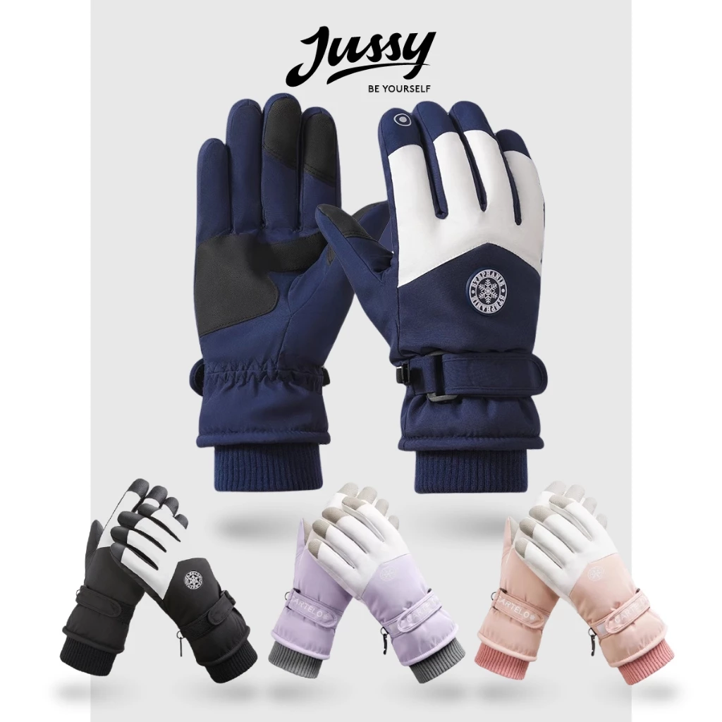 Găng Tay Mùa Đông Jussy Official Tổng Hợp Nhiều Mẩu JG13 Có Size Nam Nữ Lót Nỉ Lông Trượt Nước Cổ Chun Ngăn Gió Cảm Ứng
