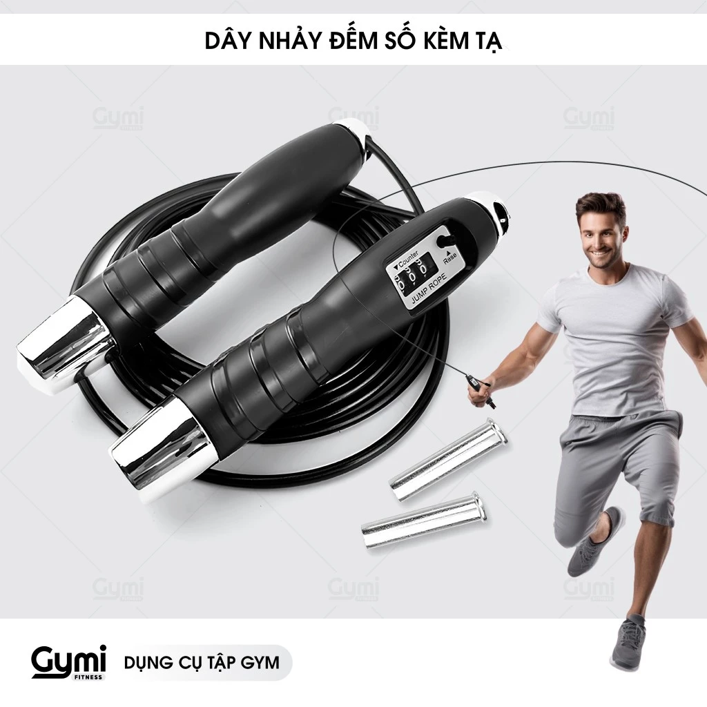 Dây nhảy thể lực đàn hồi kèm tạ đếm số , hỗ trợ luyện tập thể dục, thể thao tiện lợi tại nhà - DN02