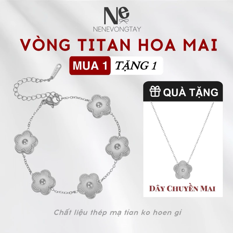 Vòng tay hoặc dây chuyền Hoa mai Titan không hoen gỉ - tặng Dây chuyền mai - combo trang sức nữ - xinh đẹp Phụ Kiện