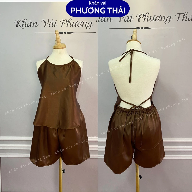 Set bộ yếm spa, yếm massage dưỡng sinh quần đùi vải lụa cao cấp - hàng loại 1