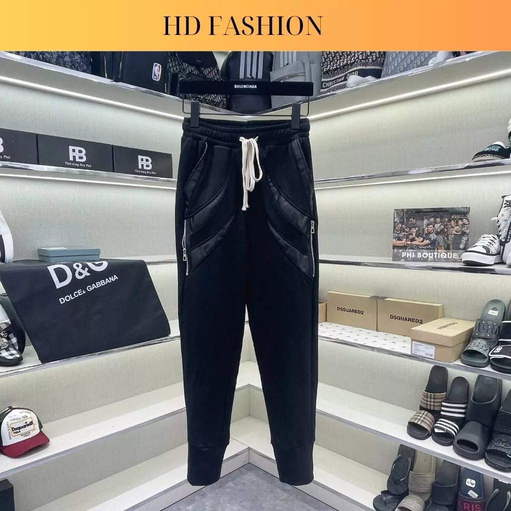 Quần Jogger Nam HDSHOP Quần DSQ Phối da pc Chất vải dày dặn Cạp Chun Phối Da Ống Chun Ôm Chân(35.95 kg)