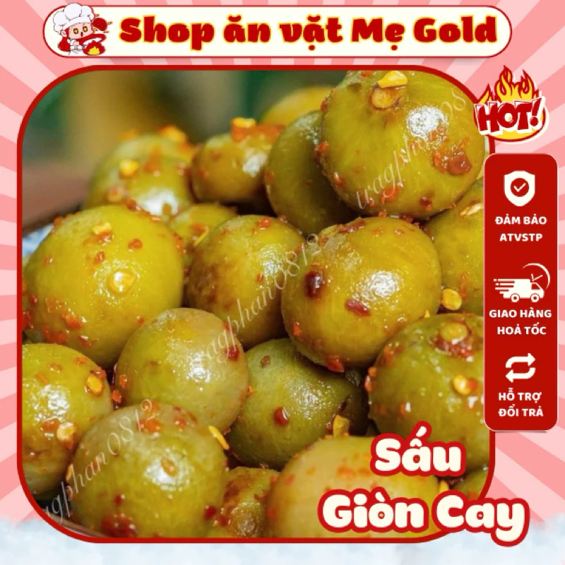 Ô mai sấu giòn cay chua ngọt, sấu giòn ngâm muối ớt, sấu non dầm giòn (500g)