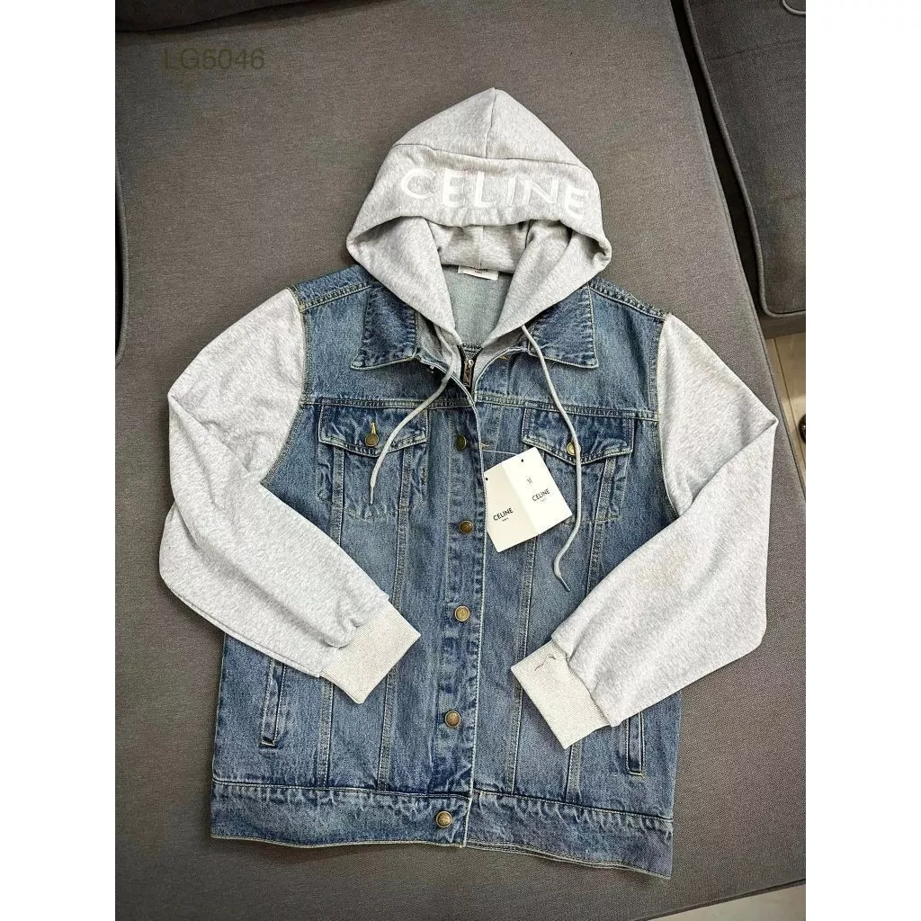 🔥SIêu Hot🔥Áo Khoác Bò CELIN Nam Nữ Denim Có Mũ 2 Lớp Nỉ Chất Vải Jean Xanh Đen Cao Cấp Cho Mùa Đông Hanestore