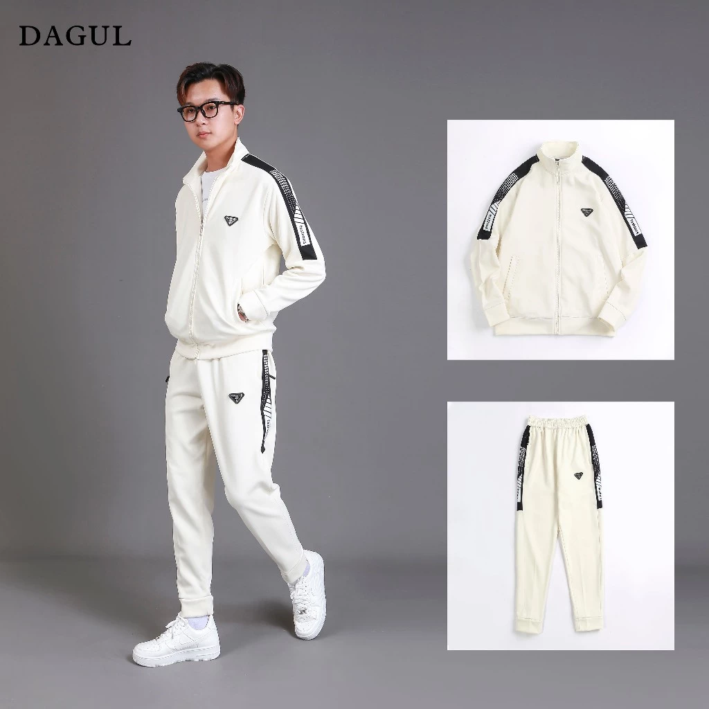 (M-61)Bộ thể thao nỉ ép dày dặn DAGUL nam nữ 2 mẫu phối viền và phối cầu vai fashion, áo có logo kim loại và logo dập