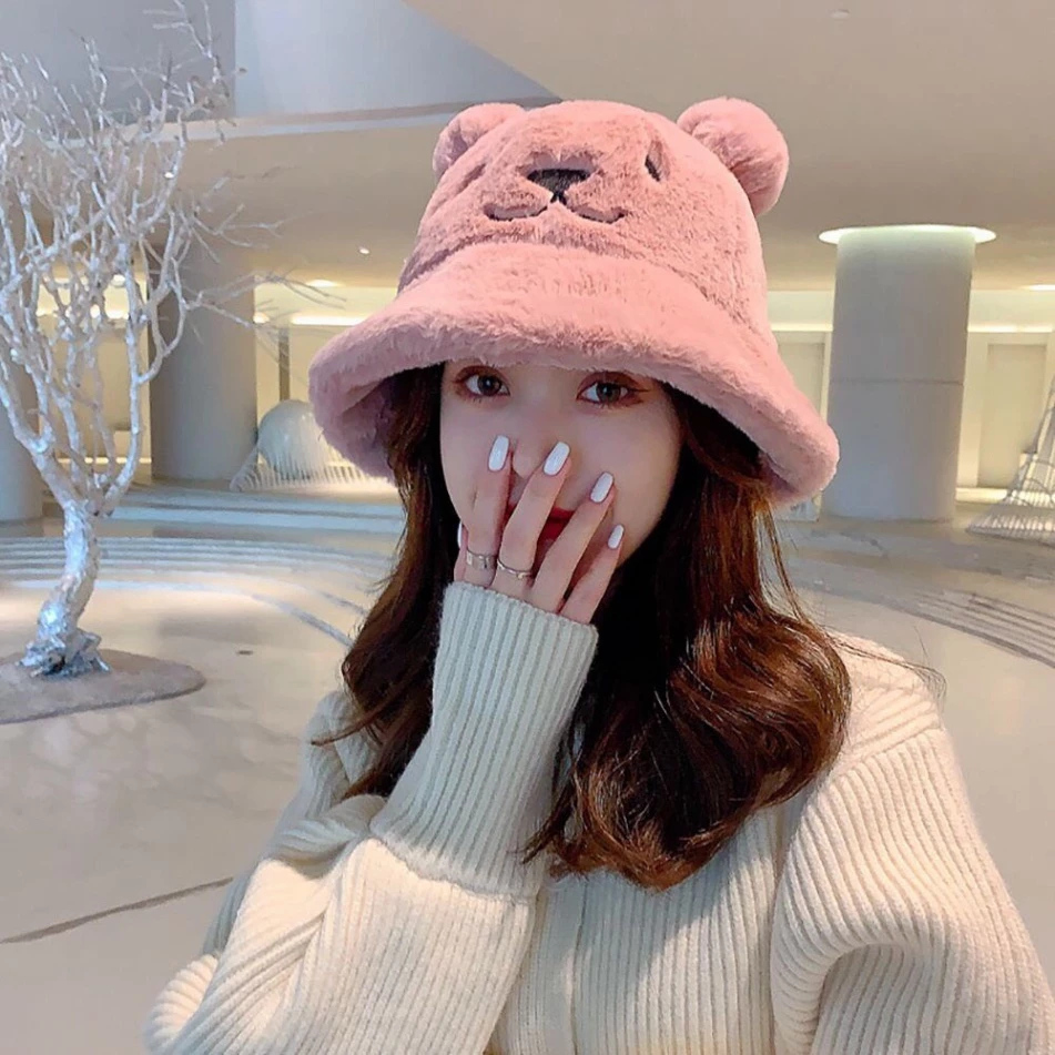 【Hwang】Mũ tai bèo rộng vành lông mượt Tai gấu - Nón Bucket