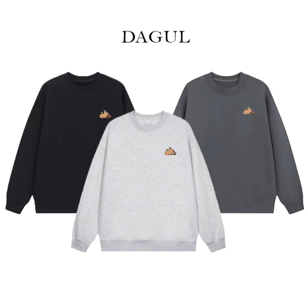 Áo Sweater DAGUL, nỉ bông, cổ tròn nam nữ fom rộng, trơn basic (M-10)