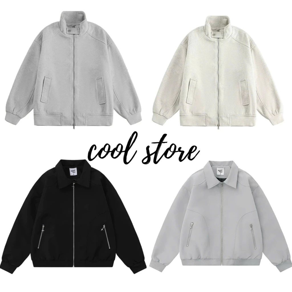 Áo khoác da lộn nam nữ cao cấp,áo bomber da lộn trơn 2 lớp vải xịn , cap cấp , áo khoác bóng chày cổ đứng COOL STORE